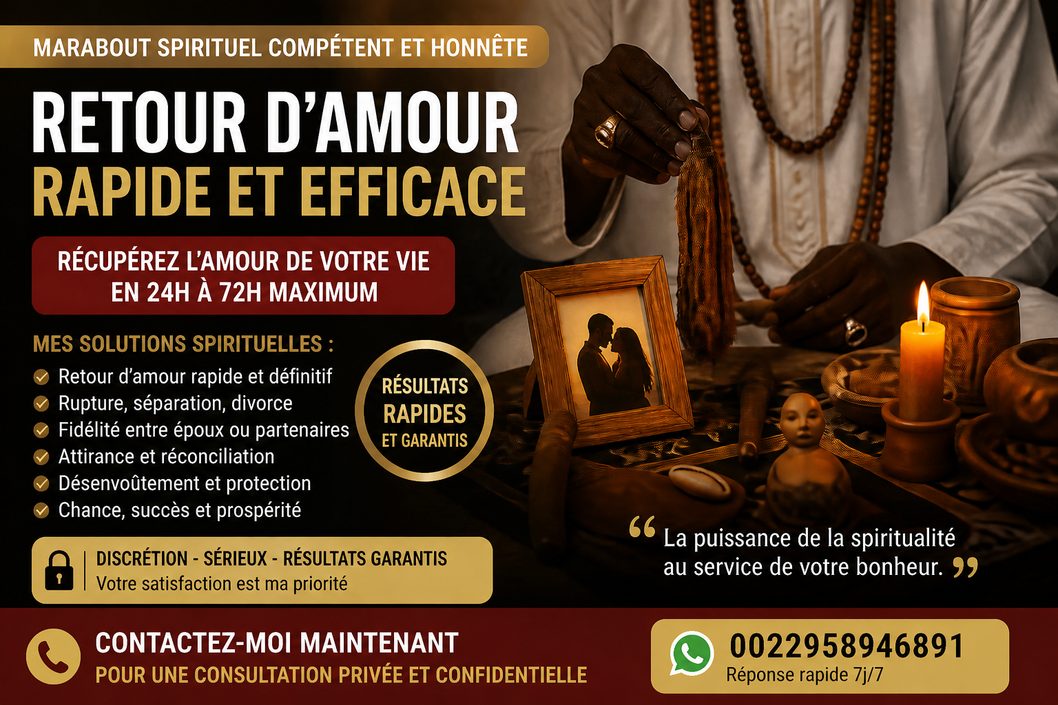 Lire la suite à propos de l’article Retour d’amour rapide : solution spirituelle avec un marabout fiable